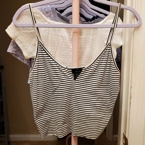 Wet Seal Black & White Striped V-Neck Cami